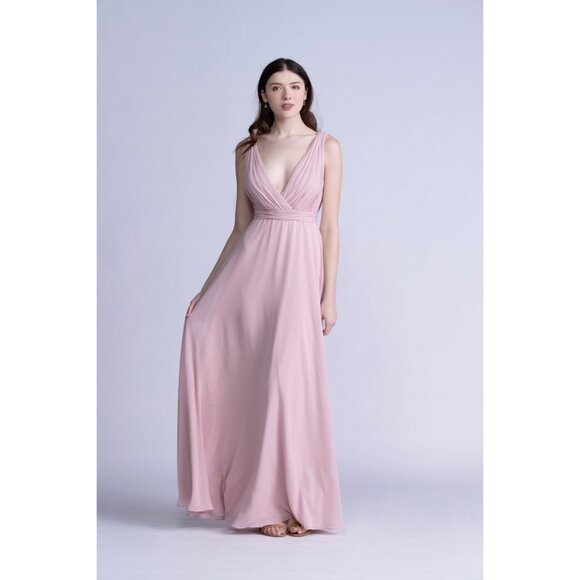 Long Pink Chiffon Bridesmaid Dress. Rose Pink. Size M. - Picture 3 of 4
